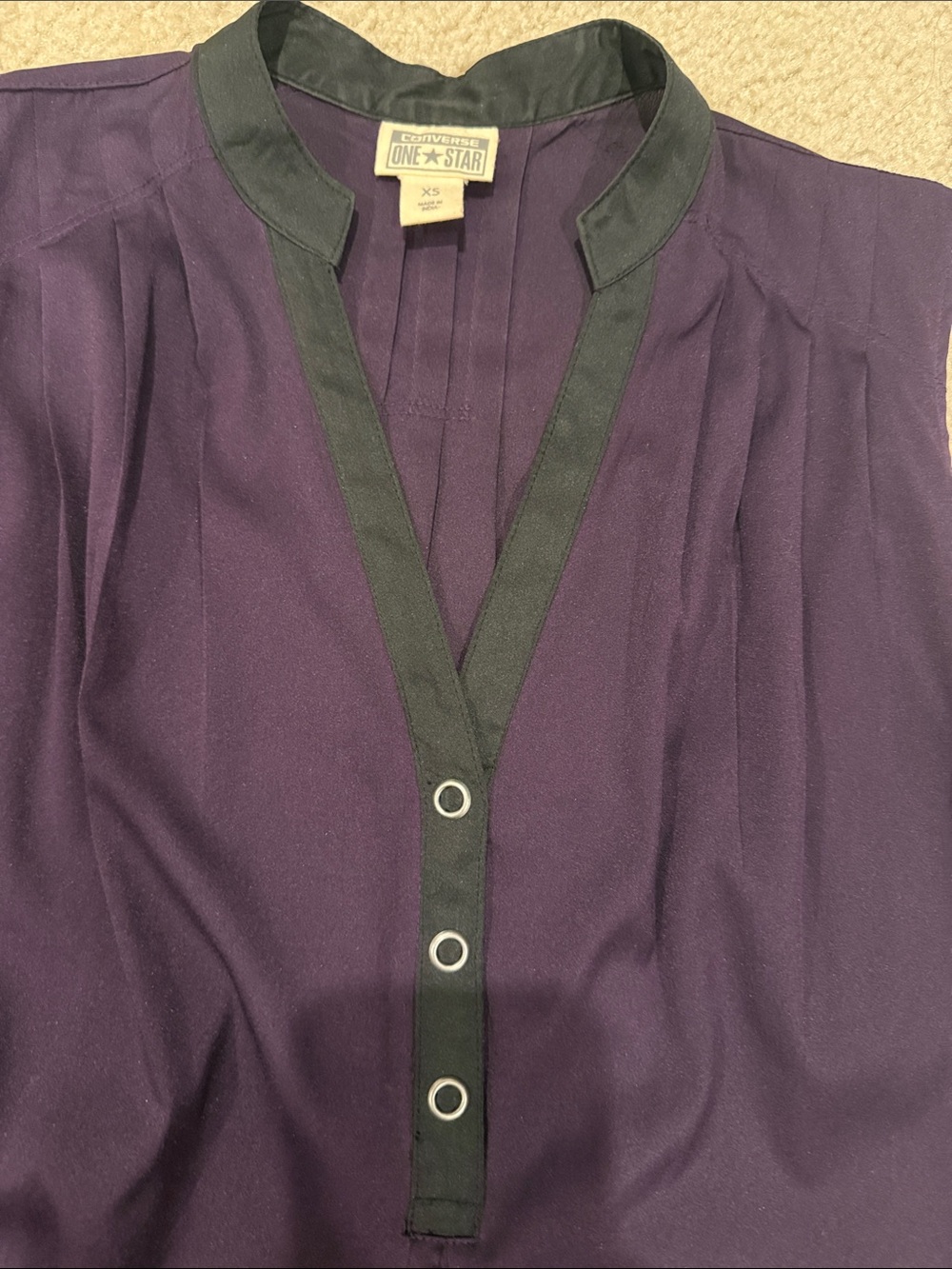 Converse Sleeveless Plum Blouse with Black Trim - Picture 5 of 8